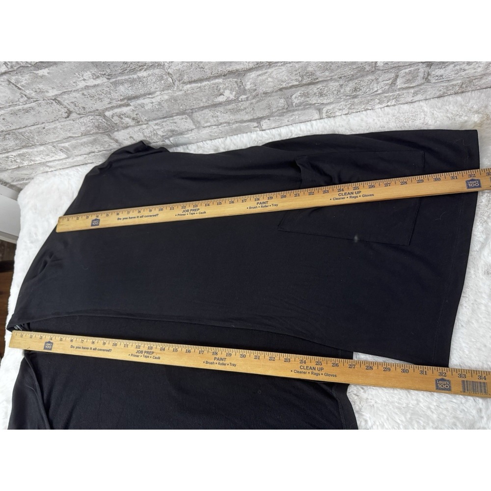 Susan Graver Weekend Black Flowy Open Front Cardigan Topper Pockets Size XL - Picture 8 of 12